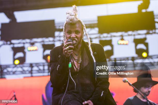 Performs onstage at the Hydro Stage on day 8 of the 51st Festival d'ete de Quebec on July 11, 2018 in Quebec City, Canada