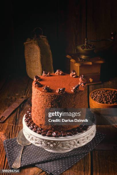 delicious chocolate - coffee pie - chocolate pie stockfoto's en -beelden