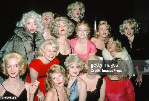 Marilyn Monroe Impersonators during a lookalike contest during circa 1982 in New York.