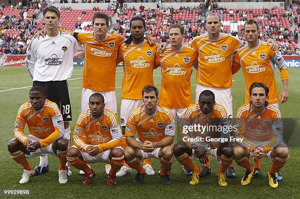 The starters for the Houston Dynamo pose for a photo before the start of the MLS soccer game against Real Salt Lake on May 13, 2010 in Sandy, Utah....