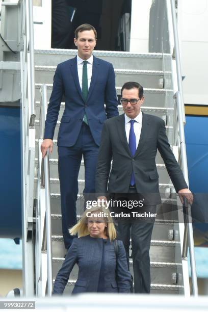 Homeland Security Secretary Kirstjen Nielsen, Treasury Secretary Steven Mnuchin and senior adviser to US President Jared Kushner arrive to...