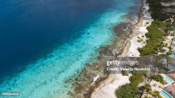 sea beach coast bonaire island caribbean sea - paesi bassi caraibici foto e immagini stock