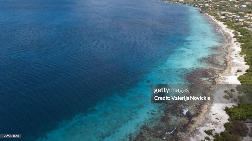 Sea beach coast Bonaire island Caribbean sea