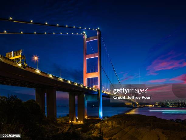tsing ma bridge, hong kong - cable stayed bridge stock pictures, royalty-free photos & images