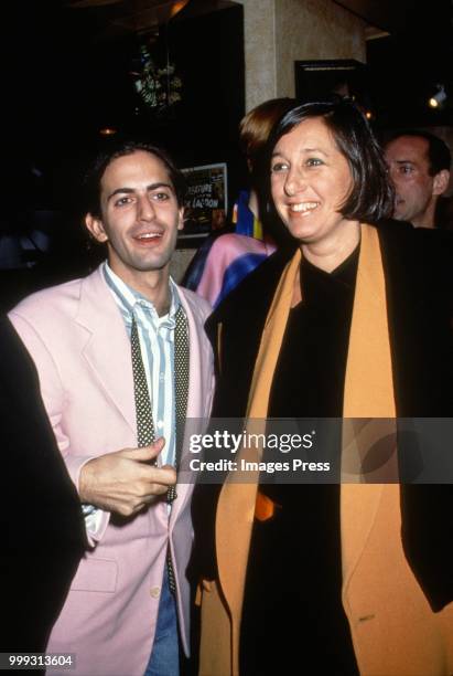 Donna Karan and Marc Jacobs attend the Grand Opening of Planet Hollywood on October 22, 1991 in New York City.
