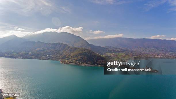 views over lac annecy from tallois, france. - lac stock pictures, royalty-free photos & images