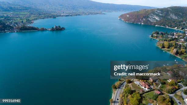 views over lac annecy from tallois, france. - lac stock pictures, royalty-free photos & images