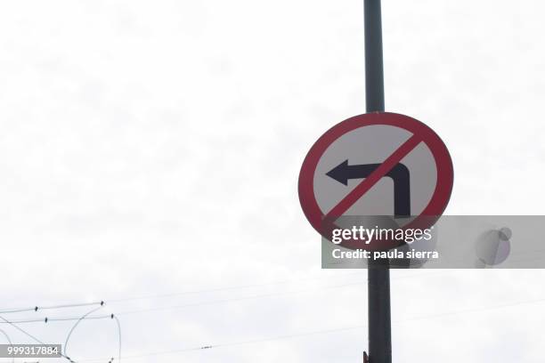 no left turn sign - malopolskie province stock pictures, royalty-free photos & images