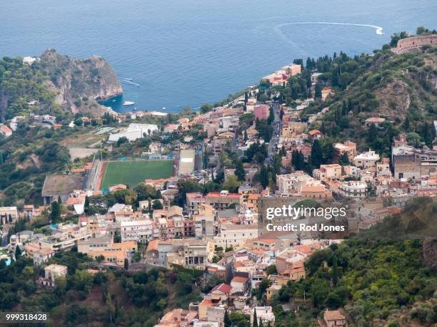 castelmola vista - castelmola stock pictures, royalty-free photos & images