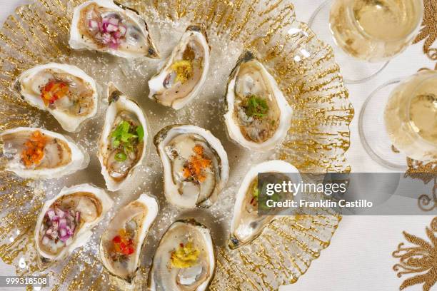 oysters and champagne - castillo foto e immagini stock