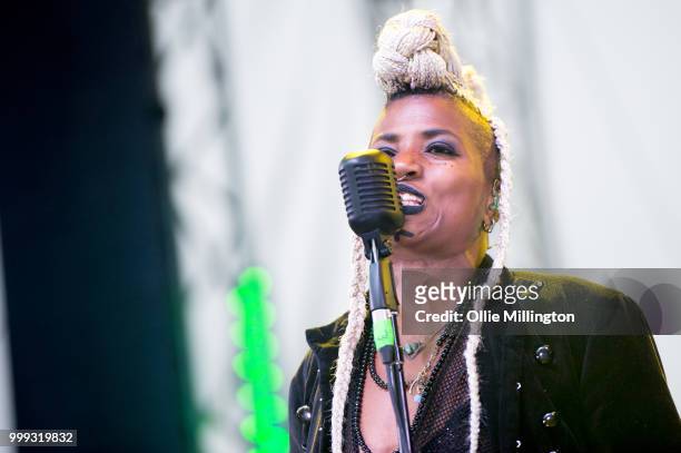 Performs onstage at the Hydro Stage on day 8 of the 51st Festival d'ete de Quebec on July 11, 2018 in Quebec City, Canada