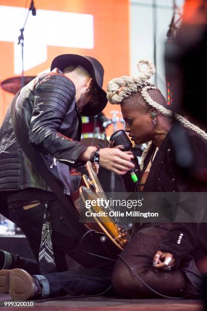 Performs onstage at the Hydro Stage on day 8 of the 51st Festival d'ete de Quebec on July 11, 2018 in Quebec City, Canada