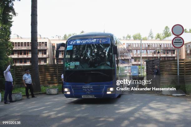 General view as team England depart from the team Hotel ForestMix Repino during the 2018 FIFA World Cup Russia on July 15, 2018 in Saint Petersburg,...