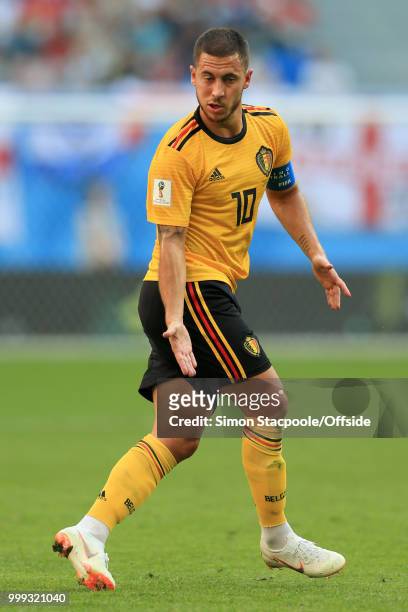 Eden Hazard of Belgium gestures during the 2018 FIFA World Cup Russia 3rd Place Playoff match between Belgium and England at Saint Petersburg Stadium...