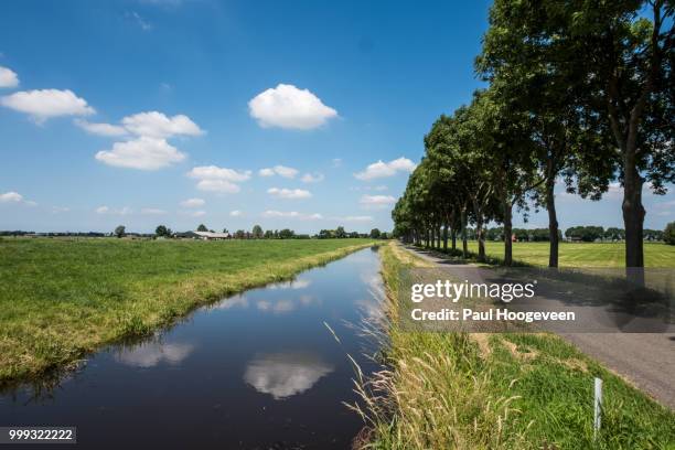 cloud reflections in polder - hoogeveen fotografías e imágenes de stock