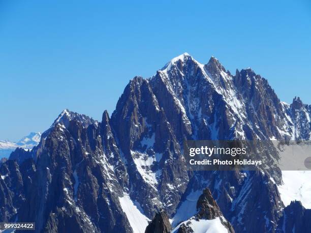 alpine mountains range landscape in french alps seen from aiguille du midi at chamonix mont blanc... - midirock stock pictures, royalty-free photos & images