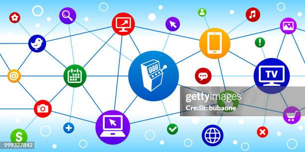 slot machine internet communication technology triangular node pattern background - internet gambling stock illustrations