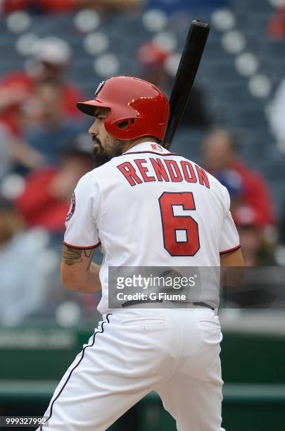 Anthony Rendon of the Washington Nationals bats against the Los Angeles Dodgers at Nationals Park on May 19, 2018 in Washington, DC.