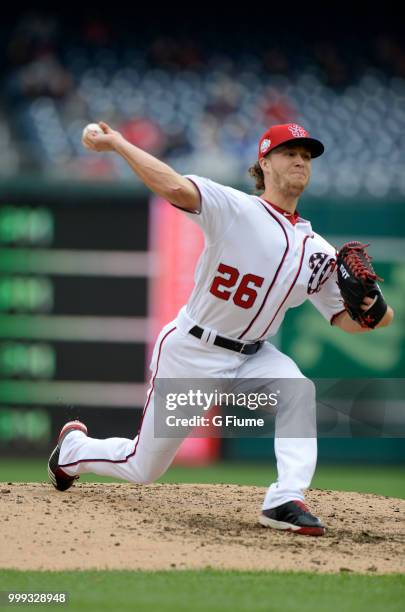 Trevor Gott of the Washington Nationals pitches against the Los Angeles Dodgers at Nationals Park on May 19, 2018 in Washington, DC.