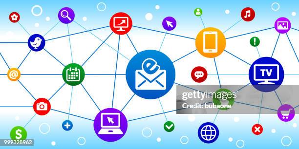 electronic mail internet communication technology triangular node pattern background - computer message stock illustrations