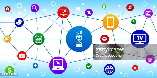 time is money internet communication technology triangular node pattern background - dealing cards stock illustrations