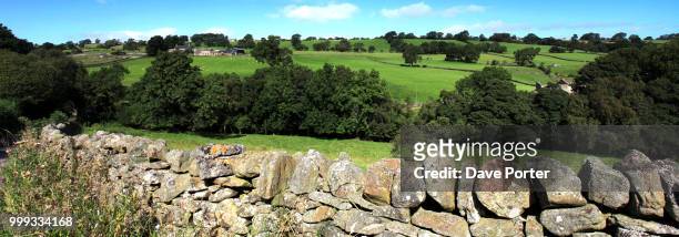 landscape view over blackton village, upper teesdale, durham cou - teesdale ストックフォトと画像