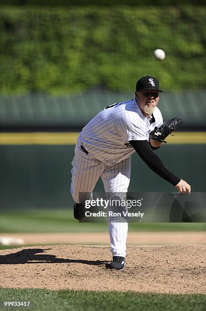 Bobby Jenks of the Chicago White Sox pitches gainst the Toronto Blue Jays on May 9, 2010 at U.S. Cellular Field in Chicago, Illinois. The Blue Jays...