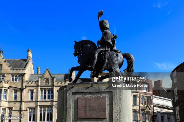 bronze statue of charles william vane stewart, market place, dur - animal representation stock pictures, royalty-free photos & images