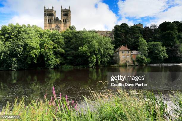 river wear and durham cathedral, durham city, county durham, eng - river wear stock pictures, royalty-free photos & images