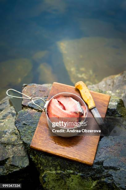 freshly caught carp filleted and prepared for cooking - filleted stock pictures, royalty-free photos & images