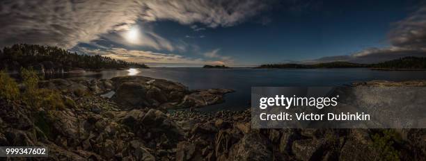 full moon on lake ladoga - lake ladoga stock pictures, royalty-free photos & images