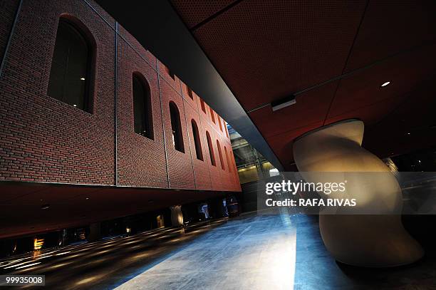 View of the new cultural center the AlhondigaBilbao designed by French architect Philippe Starck, on May 18 in the Northern Spanish Basque city of...