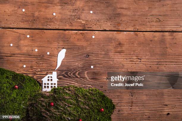 christmas composition on a wooden background. - jozef polc stock pictures, royalty-free photos & images