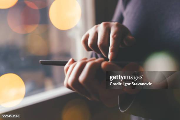 woman using digital tablet computer for internet browsing - computer message stock pictures, royalty-free photos & images