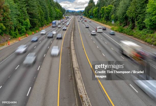 busy interstate - seattle aerial stock pictures, royalty-free photos & images