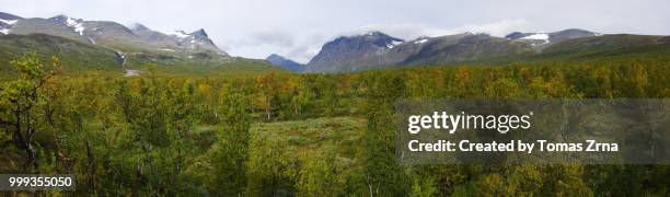 autumn landscape of the remote rapadalen valley - norrbotten province stock pictures, royalty-free photos & images