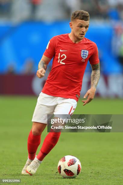 Kieran Trippier of England in action during the 2018 FIFA World Cup Russia 3rd Place Playoff match between Belgium and England at Saint Petersburg...