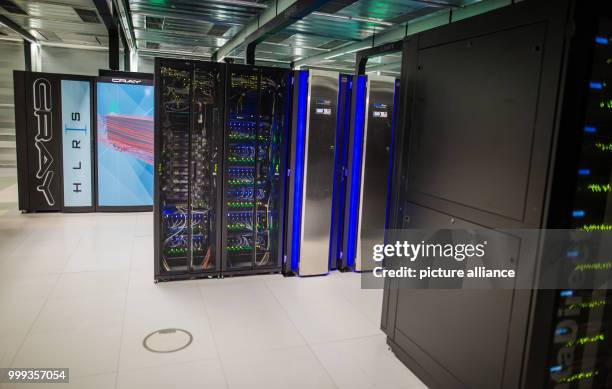 Picture of a part of the supercompute "Hazel Hen", taken in Stuttgart University in Stuttgart, Germany, 24 August 2017. Photo: Christoph Schmidt/dpa