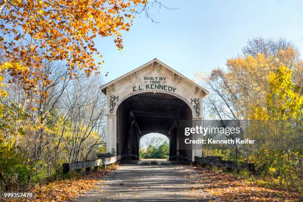 forsythe mill covered bridge - keiffer stock pictures, royalty-free photos & images