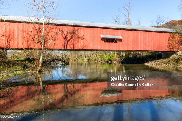 busching covered bridge - keiffer stock pictures, royalty-free photos & images