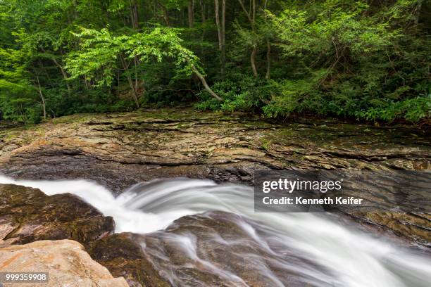 natural water slide at meadow run - keiffer stock pictures, royalty-free photos & images