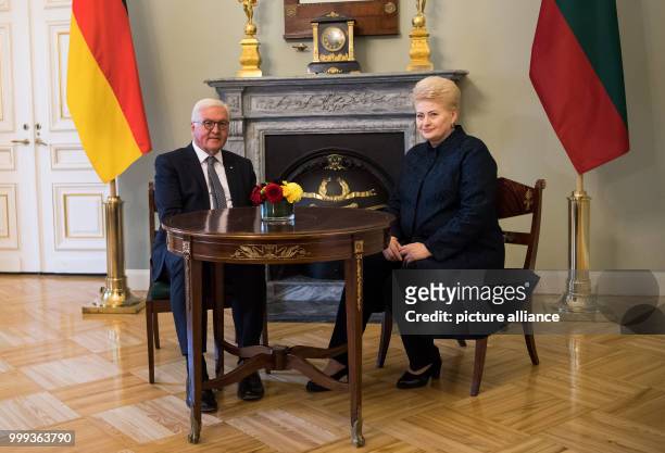 German President Frank-Walter Steinmeier meeting the President of the Republic of Lithuania, Dalia Grybauskaite, in Vilnius, Lithuania, 24 August...