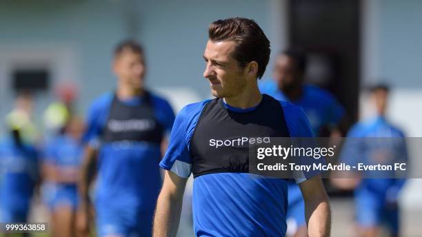 Leighton Baines of Everton during the Everton training session ahead of the pre-season friendly match against ATV Irdning on July 14, 2018 in Liezen,...