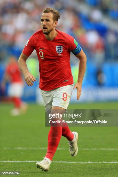 Harry Kane of England in action during the 2018 FIFA World Cup Russia 3rd Place Playoff match between Belgium and England at Saint Petersburg Stadium...