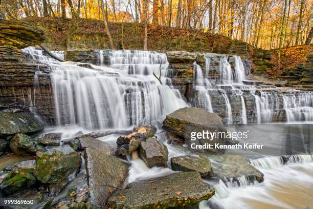 brush creek falls autumn evening - keiffer stock pictures, royalty-free photos & images