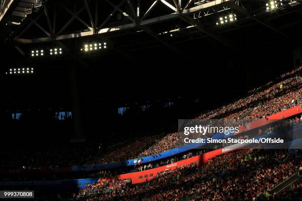 General view of the crowd bathed in sunlight during the 2018 FIFA World Cup Russia 3rd Place Playoff match between Belgium and England at Saint...