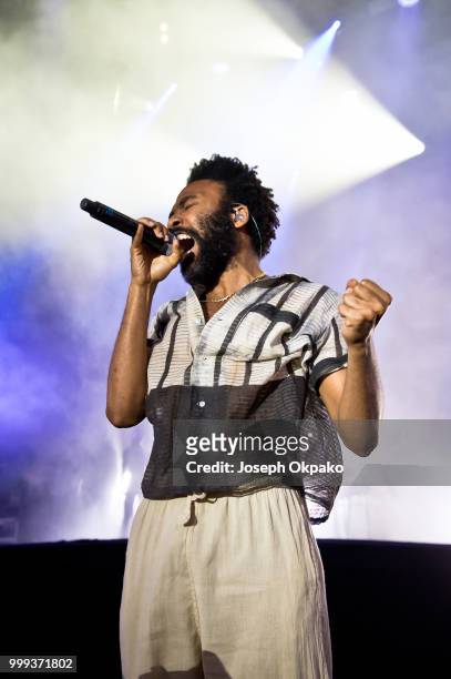 Childish Gambino performs on Day 2 of Lovebox festival at Gunnersbury Park on July 14, 2018 in London, England.