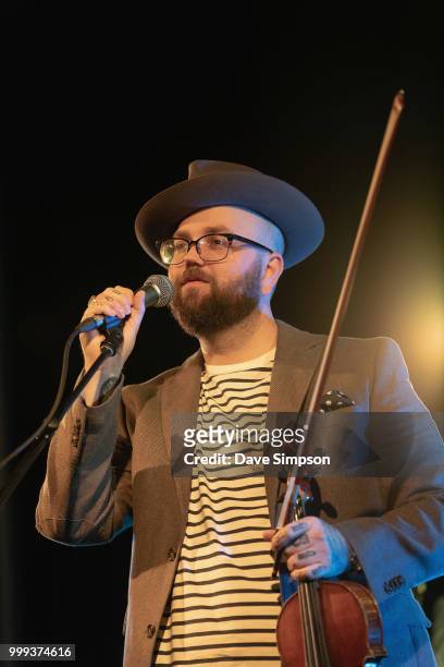 Joshua Hedley performs on stage during his 'Mr Jukebox' tour at The Tuning Fork on July 15, 2018 in Auckland, New Zealand.