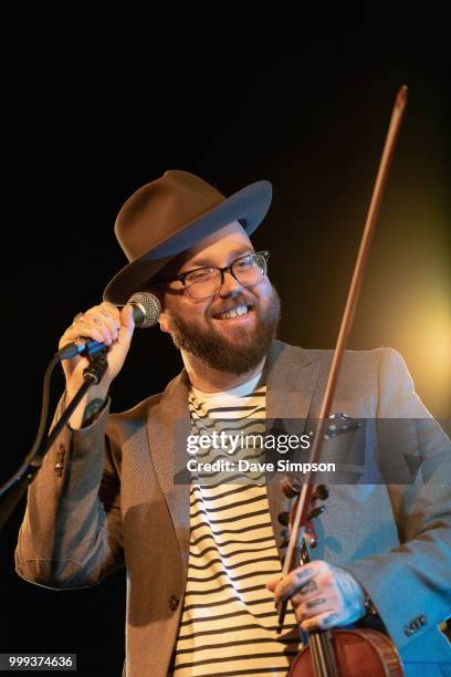 Joshua Hedley performs on stage during his 'Mr Jukebox' tour at The Tuning Fork on July 15, 2018 in Auckland, New Zealand.