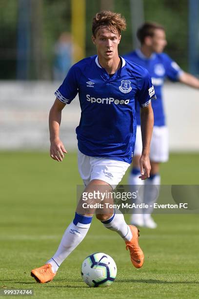Kieran Dowell of Everton on the ball during the pre-season friendly match between ATV Irdning and Everton on July 14, 2018 in Liezen, Austria.